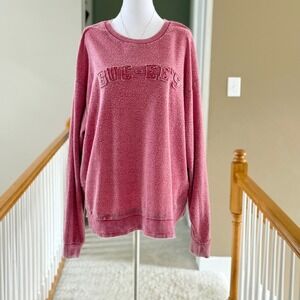 Buc-ee's Womens Pink Acid Wash Terry Oversized Sweatshirt 2XL Pullover Logo
